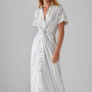 Club Monaco- Women's Striped Twist Front Maxi Dress White And Blue.  NWT!
